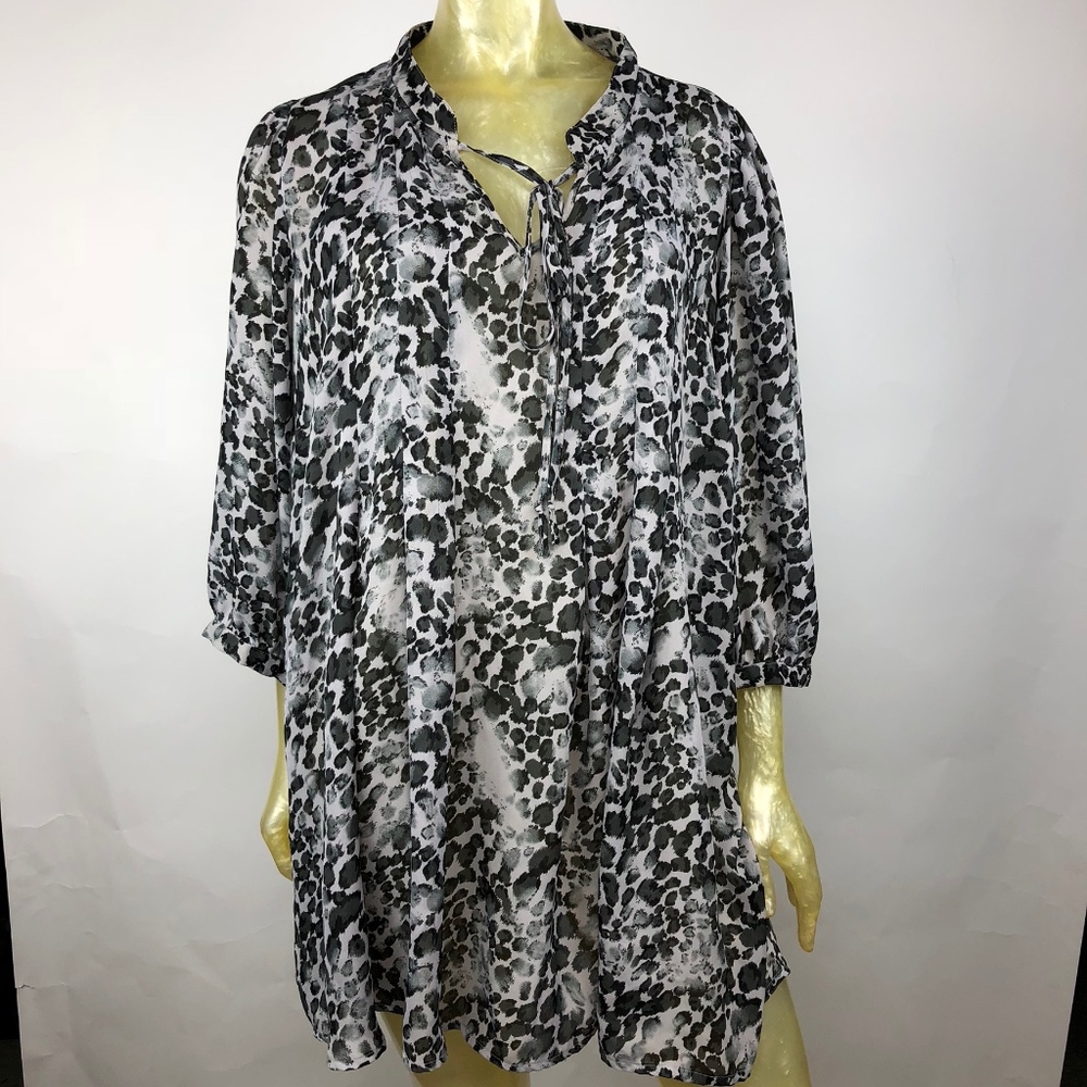Daniel Rainn Plus Size 1X Sheer Blouse 3/4 Sleeves